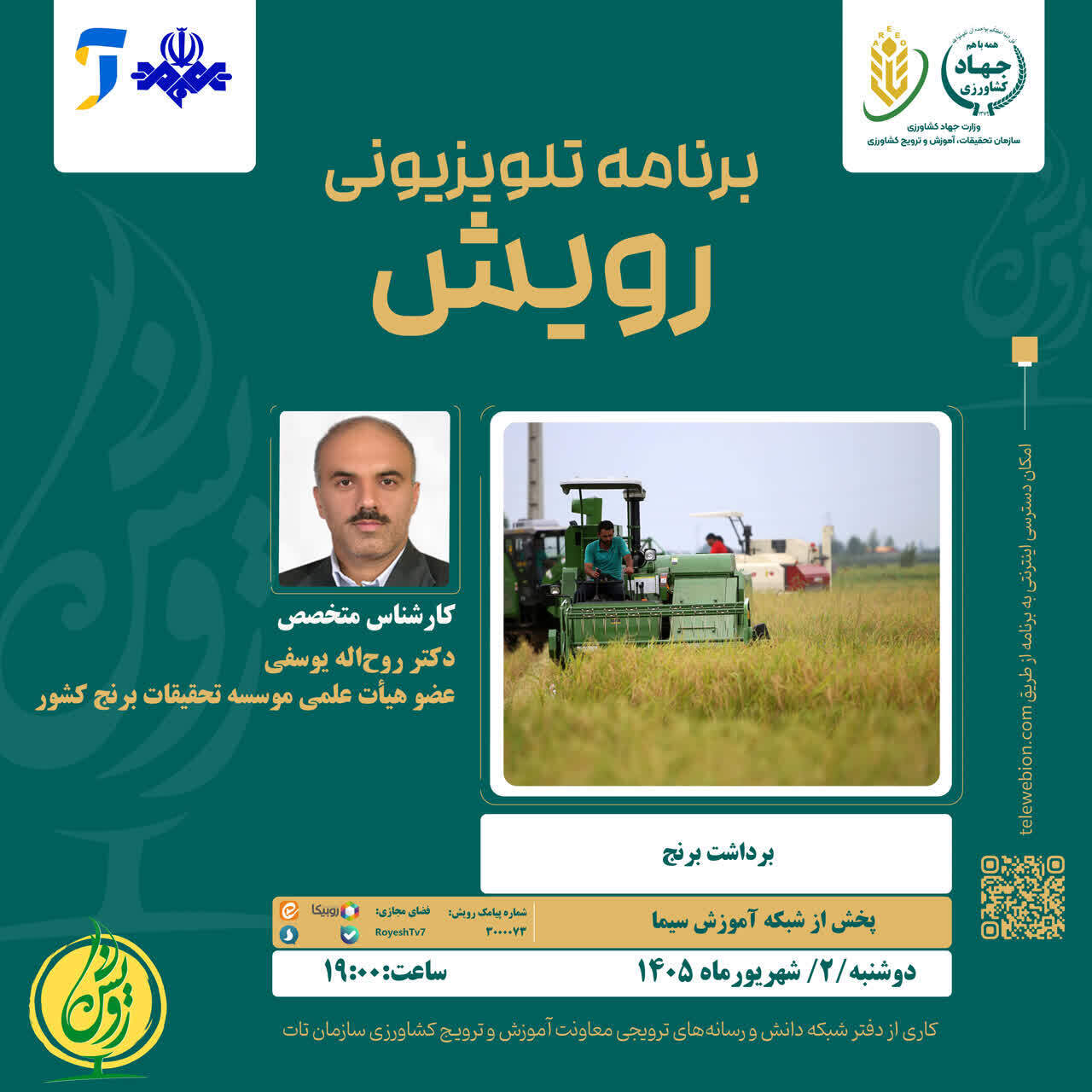 برداشت کم‌تلفات برنج با رعایت اصول فنی و تنظیم صحیح کمباین